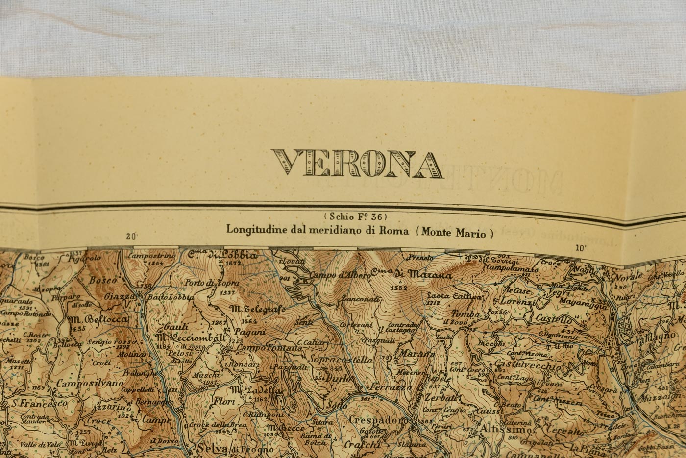 Carta topografica/militare di Verona e dintorni 1935