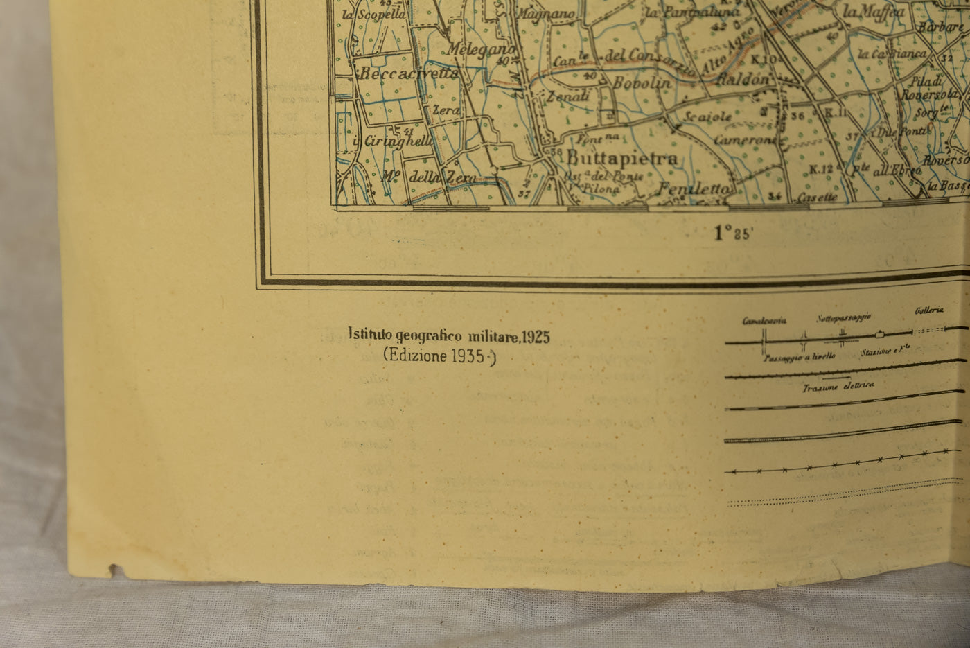 Carta topografica/militare di Verona e dintorni 1935