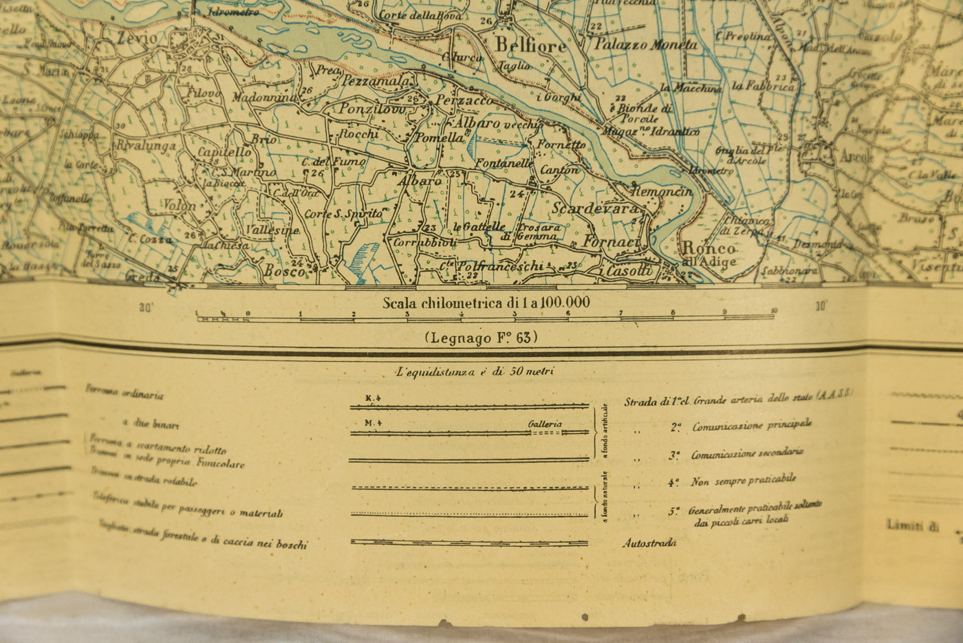 Carta topografica/militare di Verona e dintorni 1935