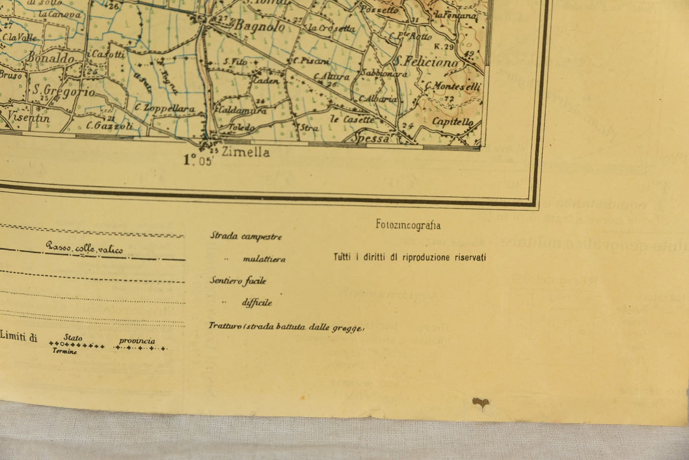 Carta topografica/militare di Verona e dintorni 1935