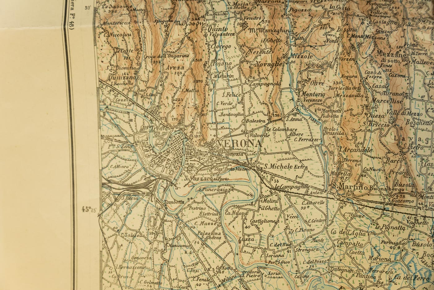 Carta topografica/militare di Verona e dintorni 1935