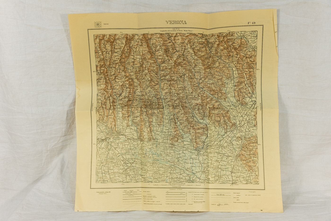 Carta topografica/militare di Verona e dintorni 1935
