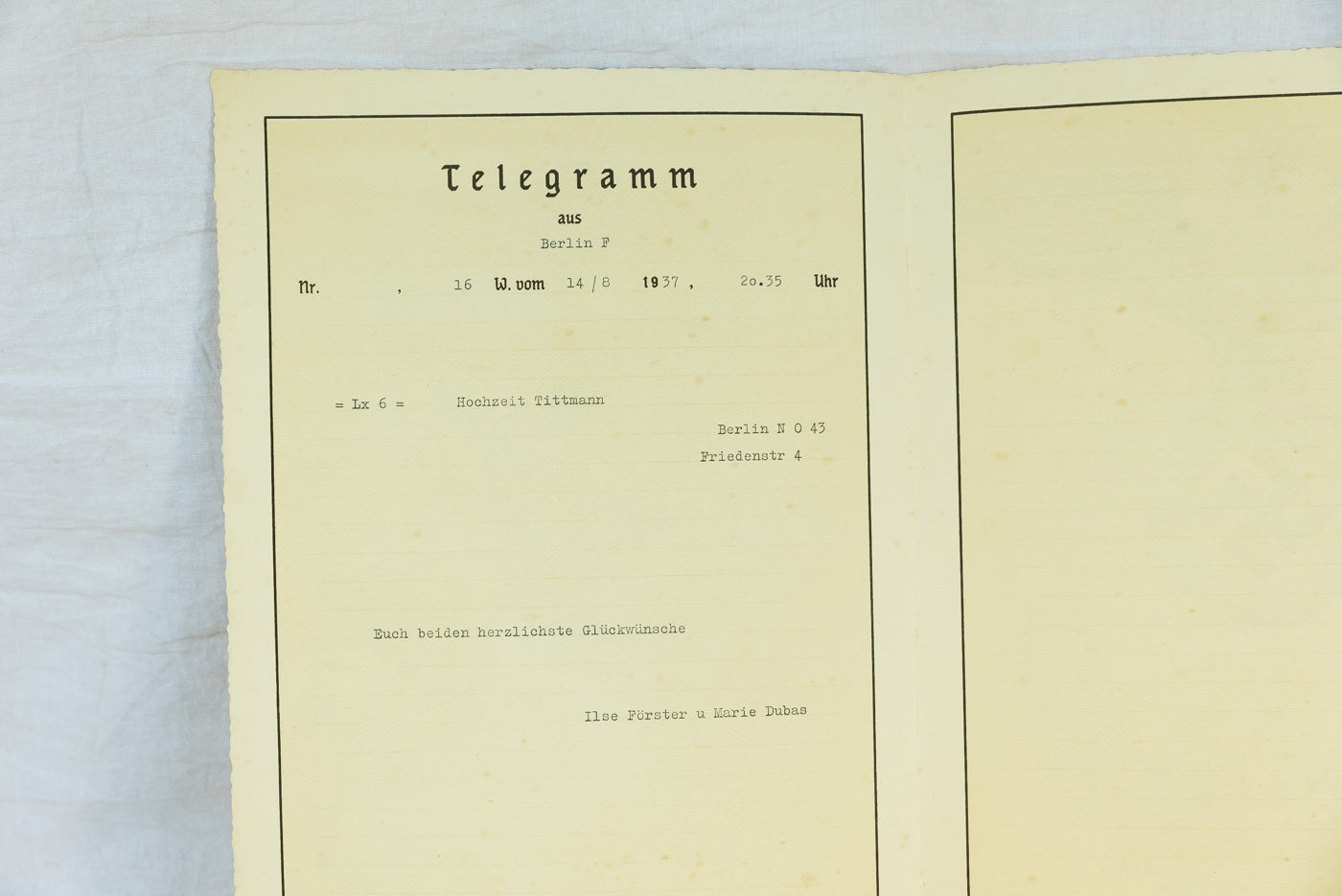 # 2 Telegrammi postali periodo del III°Reich.