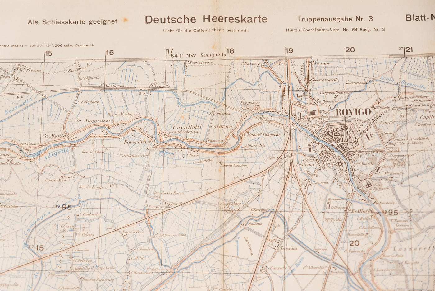 Deutsche Hereeskarte Rovigo e provincia 1944