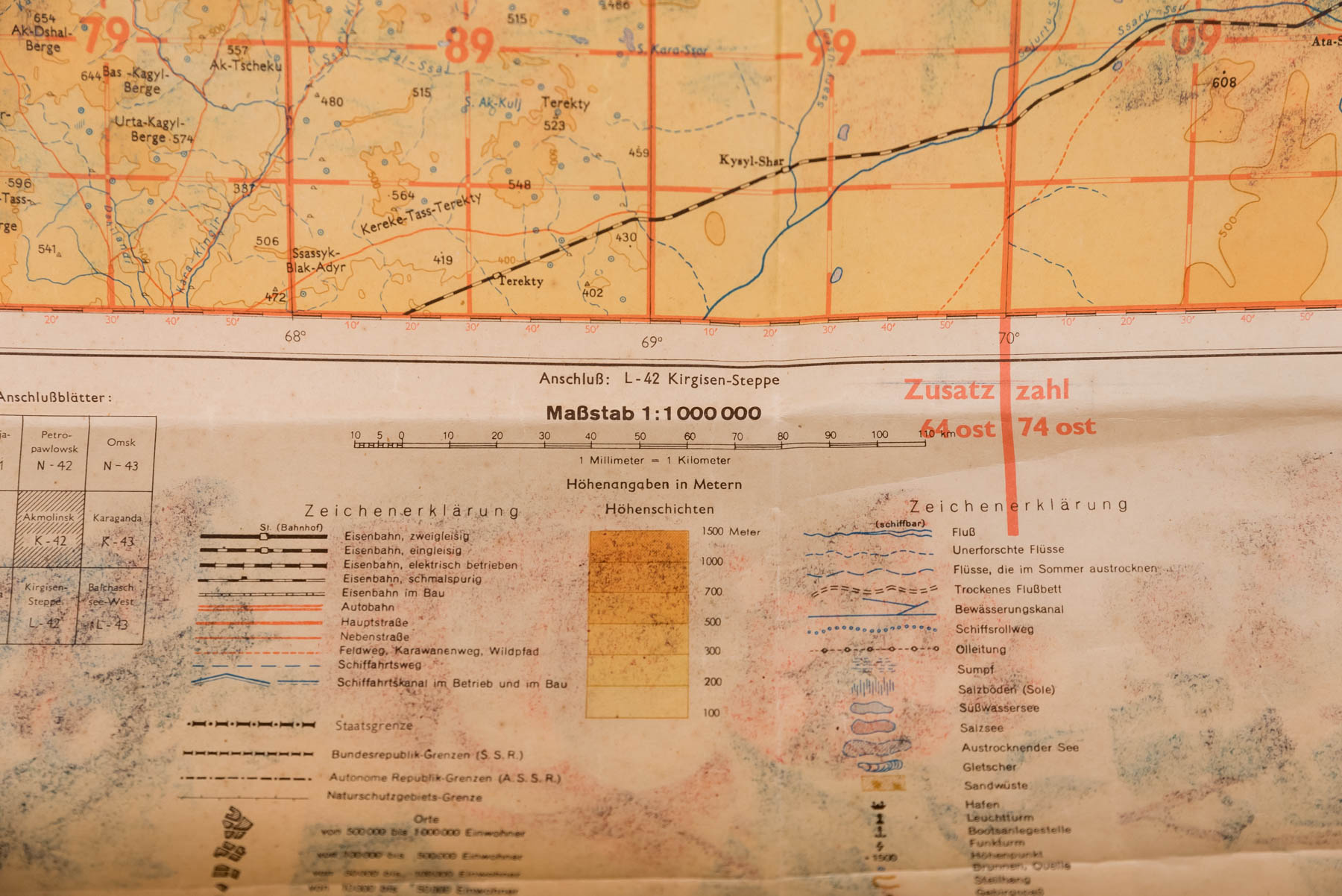 Deutsche Hereeskarte di Akmolinsk,(Kazakistan) datata 1941