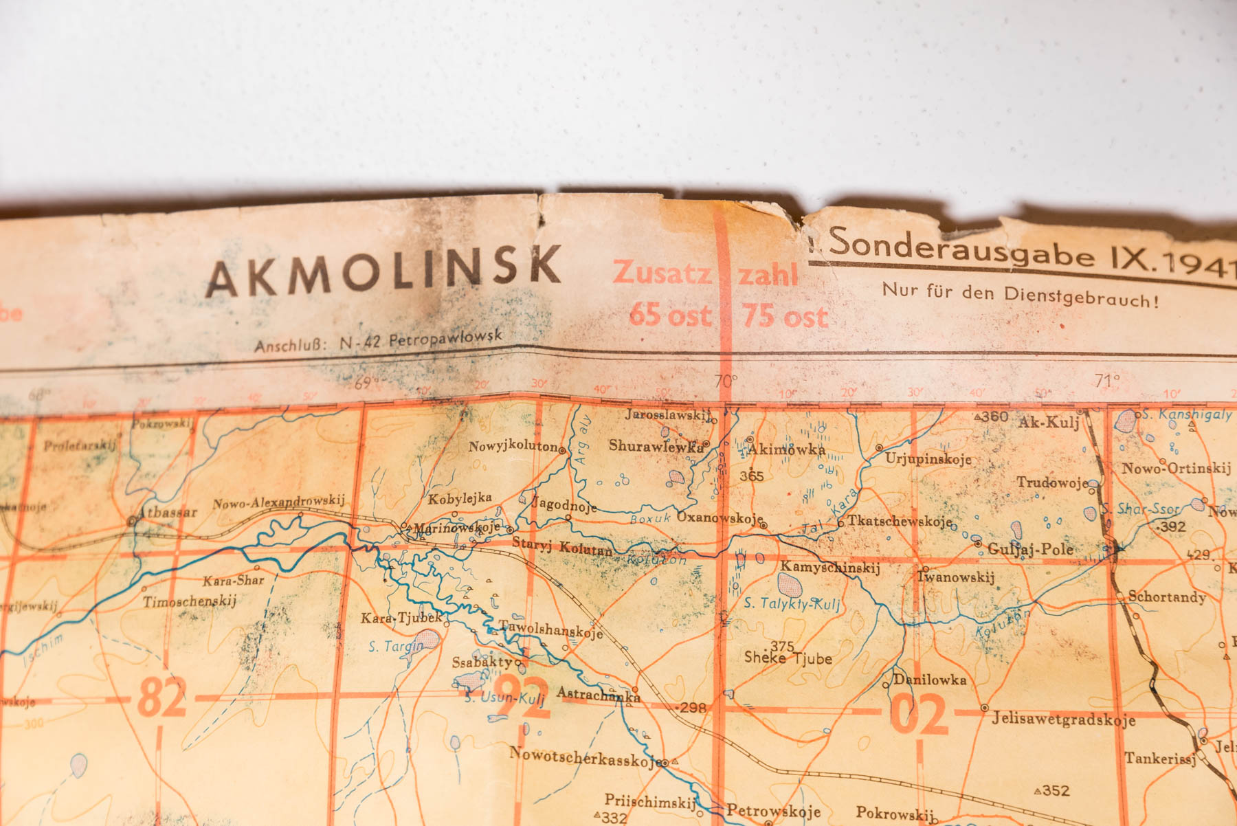 Deutsche Hereeskarte di Akmolinsk,(Kazakistan) datata 1941