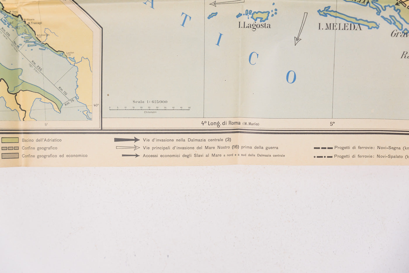 Carta geografica con i confini della Dalmazia Italiana
