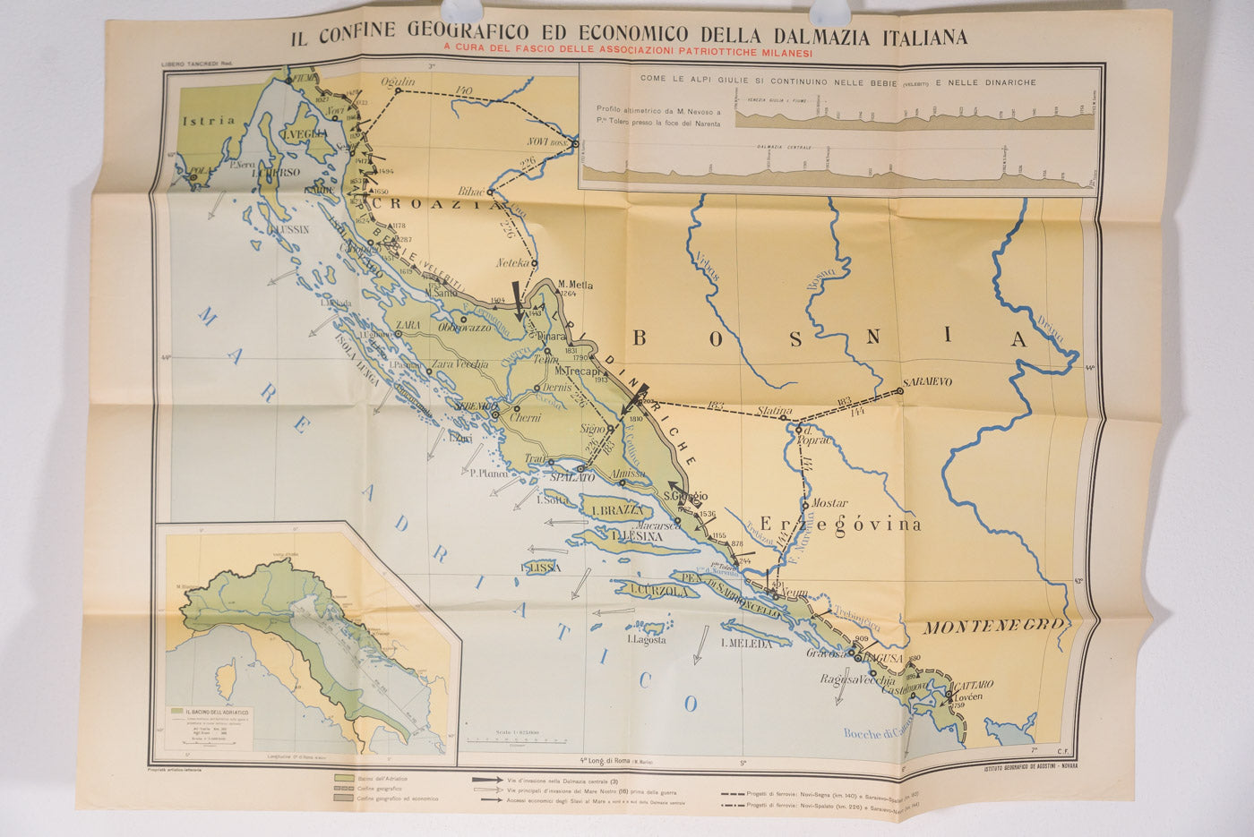 Carta geografica con i confini della Dalmazia Italiana