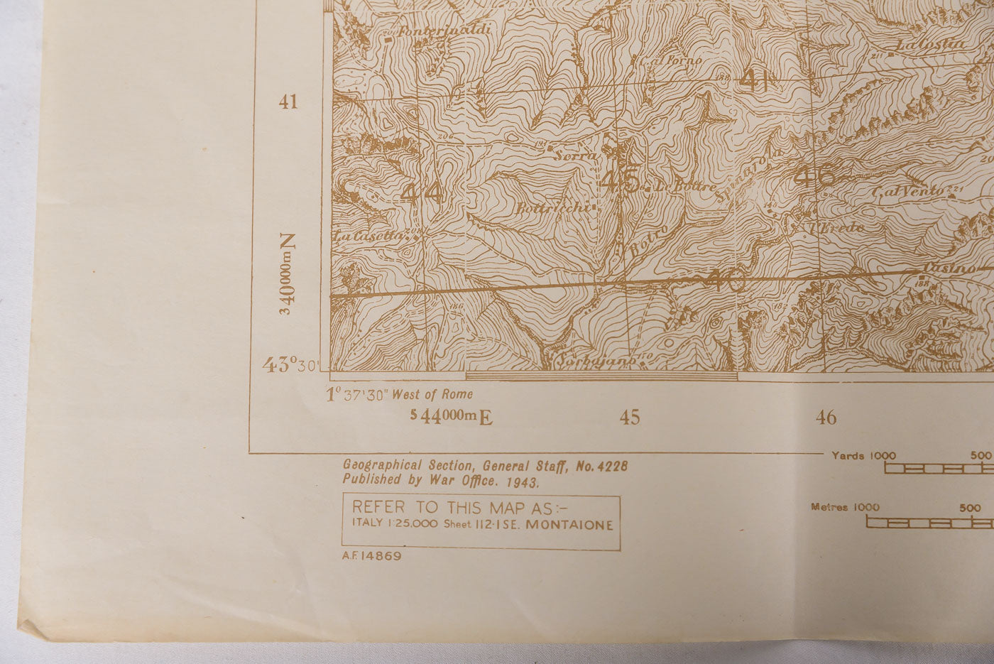 Carta militare US Army WW 2- Montaione (FI)