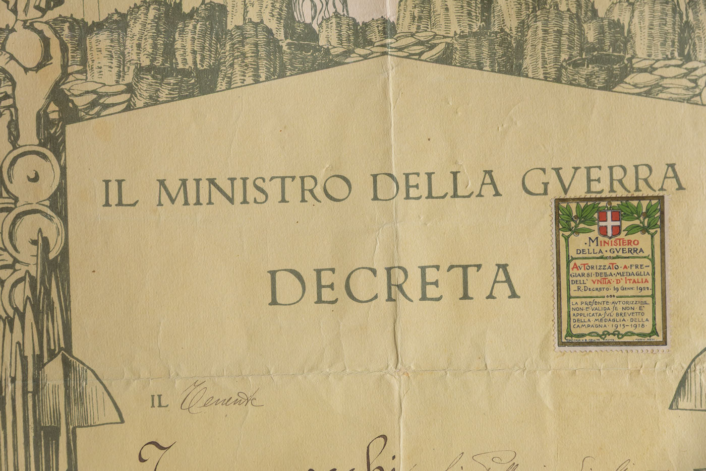 Medaglia "Coniata del bronzo nemico" WW1 con attestato