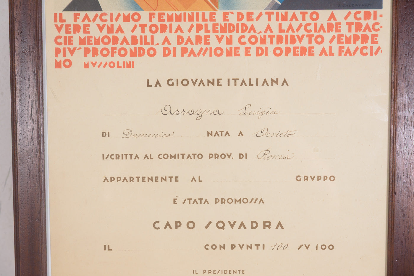 Attestato promozione a Capo Squadra ONB