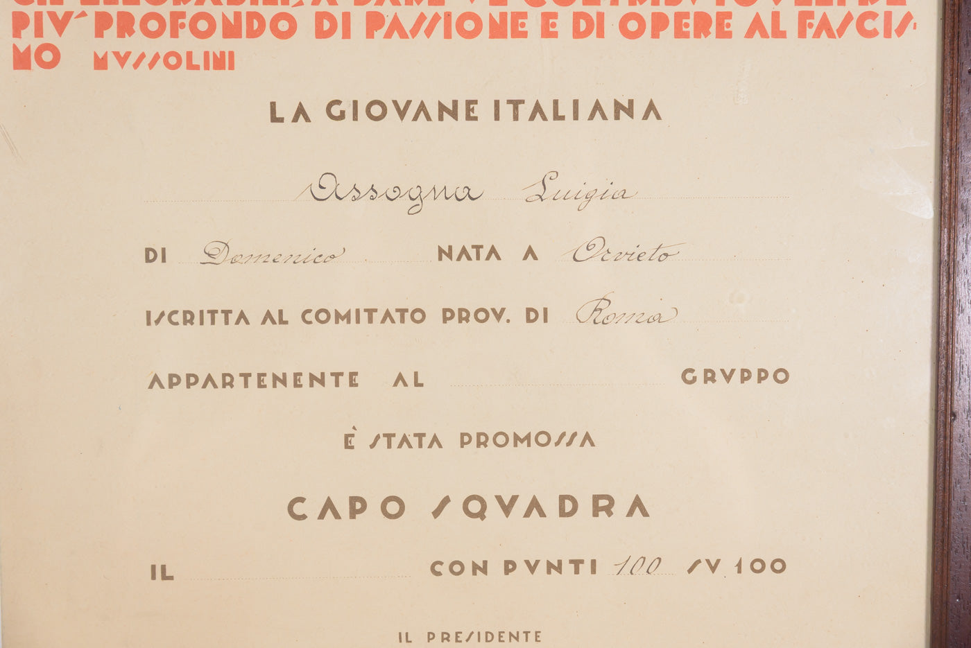 Attestato promozione a Capo Squadra ONB