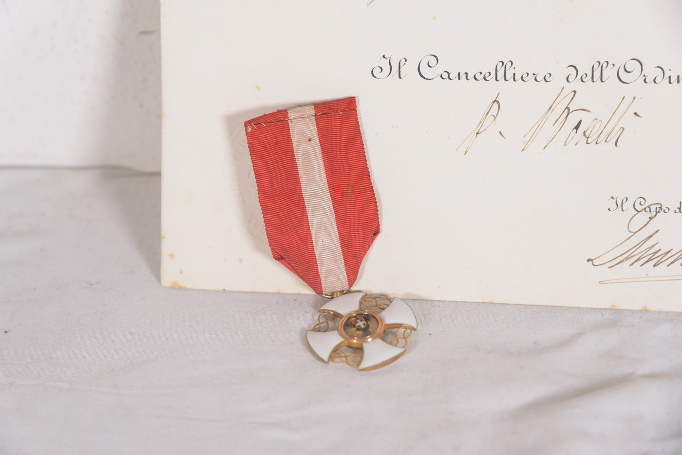 Croce di Cavaliere dell'Ordine della Corona d'Italia con attestato e mignon
