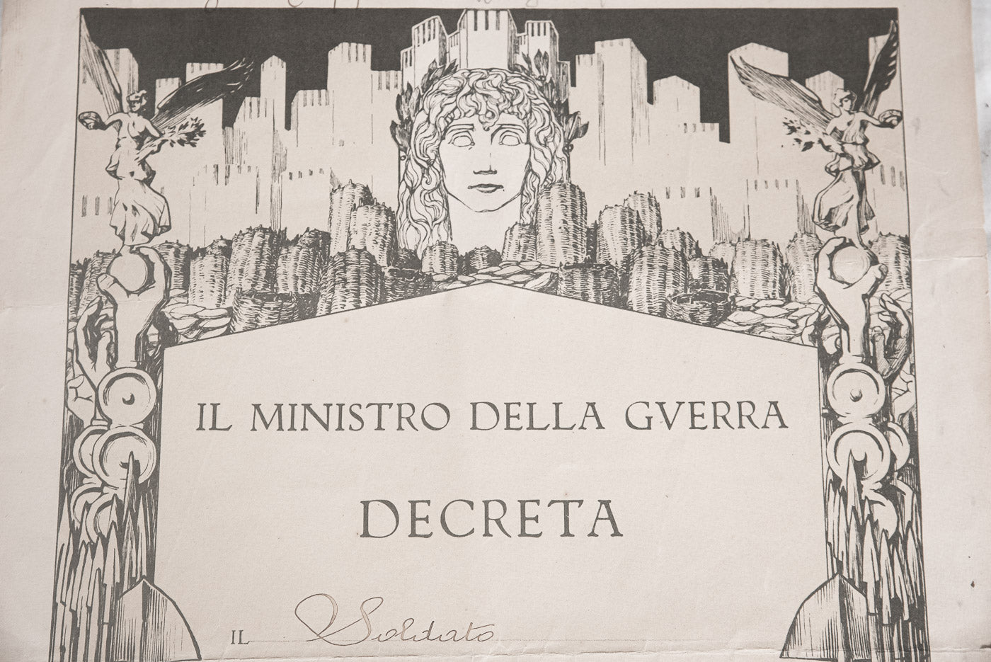 Medaglia "Coniata del bronzo nemico" WW1 con attestato