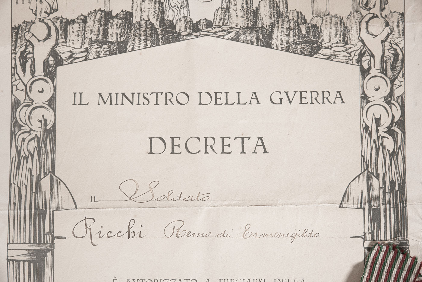 Medaglia "Coniata del bronzo nemico" WW1 con attestato