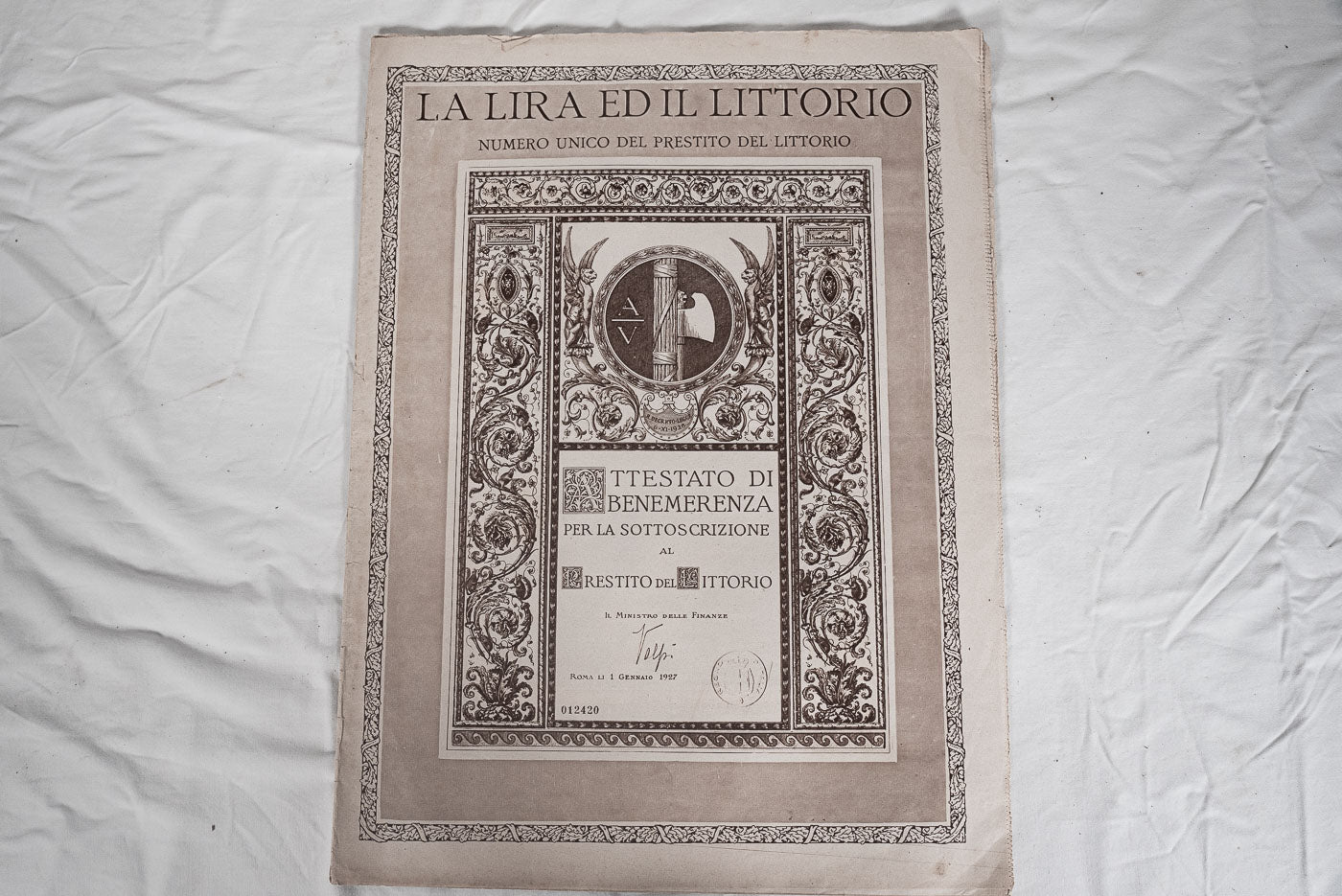 "La lira ed il littorio" Numero unico - 31/12/1925