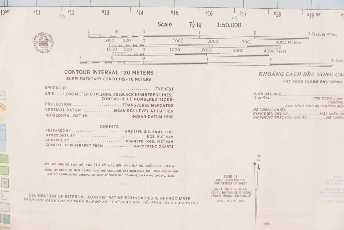 US Army Vietnam - carta topografica US località Ham-Tan