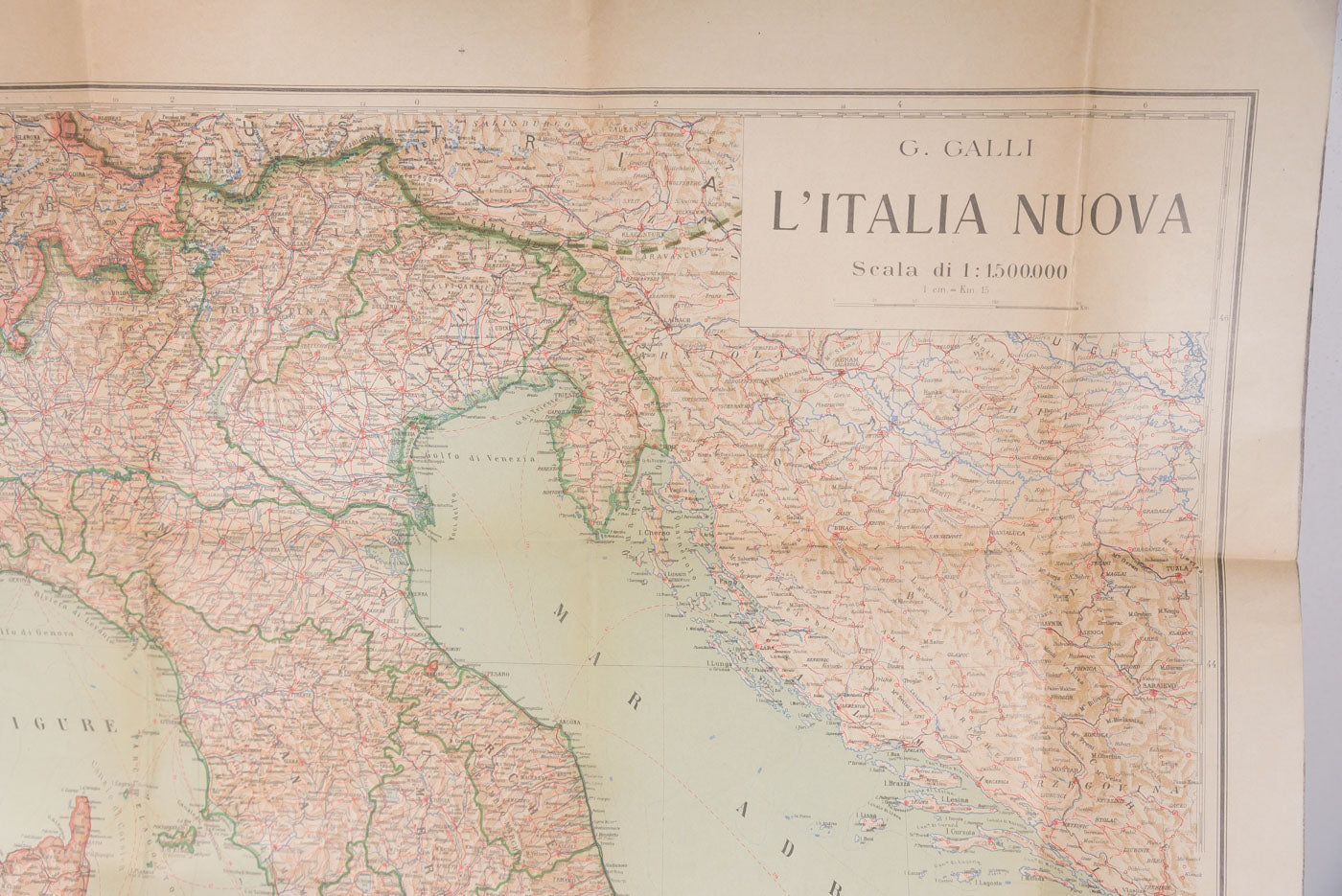 "L'Italia Nuova" carta geografica dell'Italia 1919