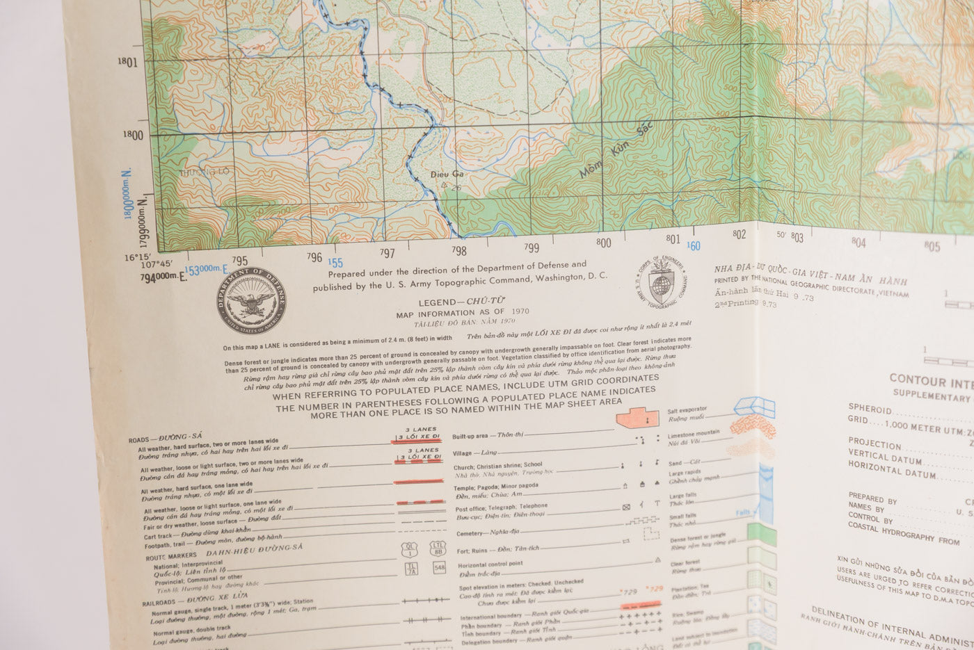 US Army Vietnam - carta topografica US località Phuoc Long