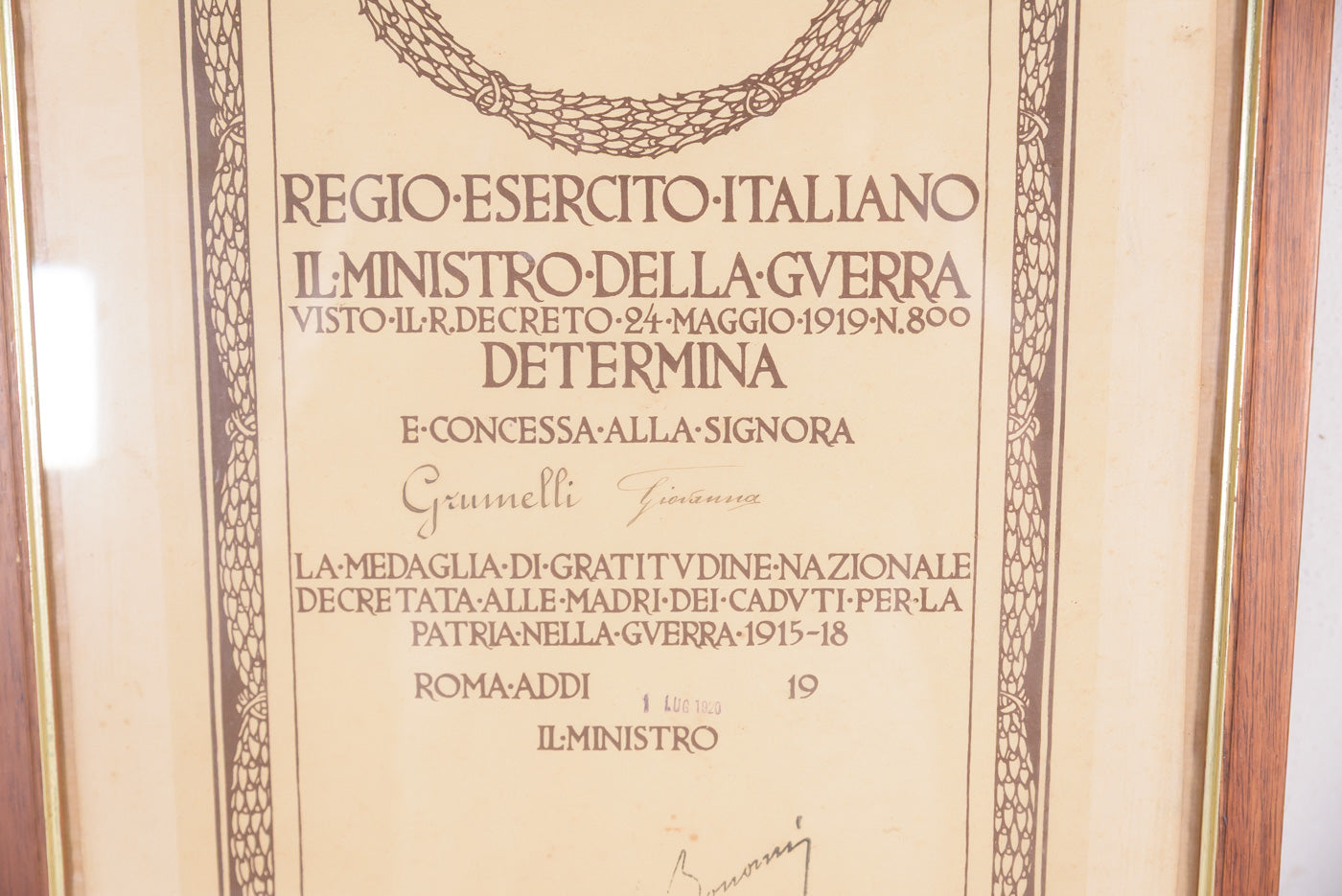 Medaglia con attestato alle Madri di Figli caduti 1915/18, foto 3
