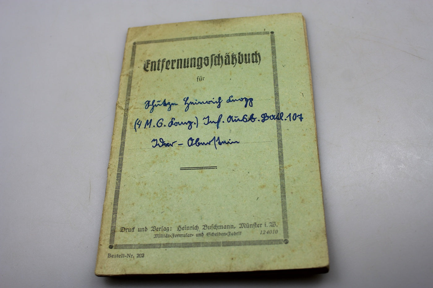 Entfernungsschakbuch manuale MG WW2