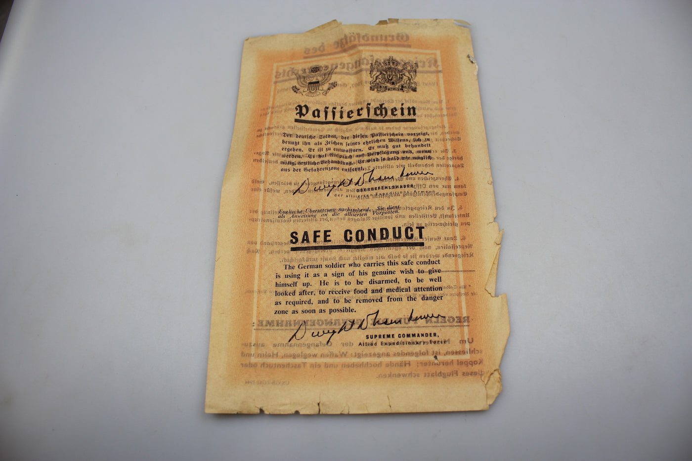 “Safe conduct” per soldati della Wehrmacht WW2