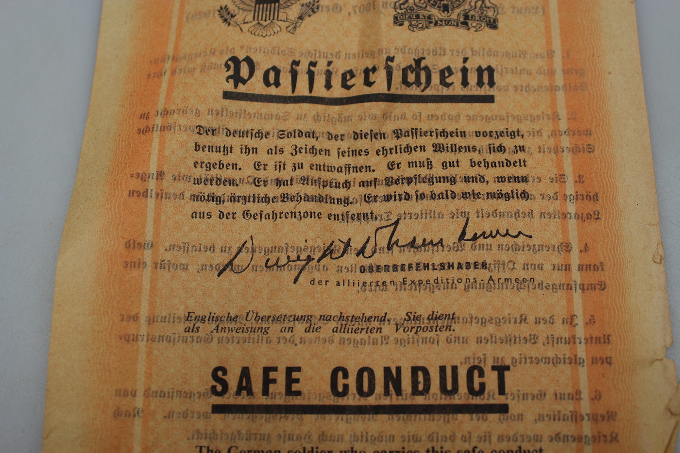 “Safe conduct” per soldati della Wehrmacht WW2