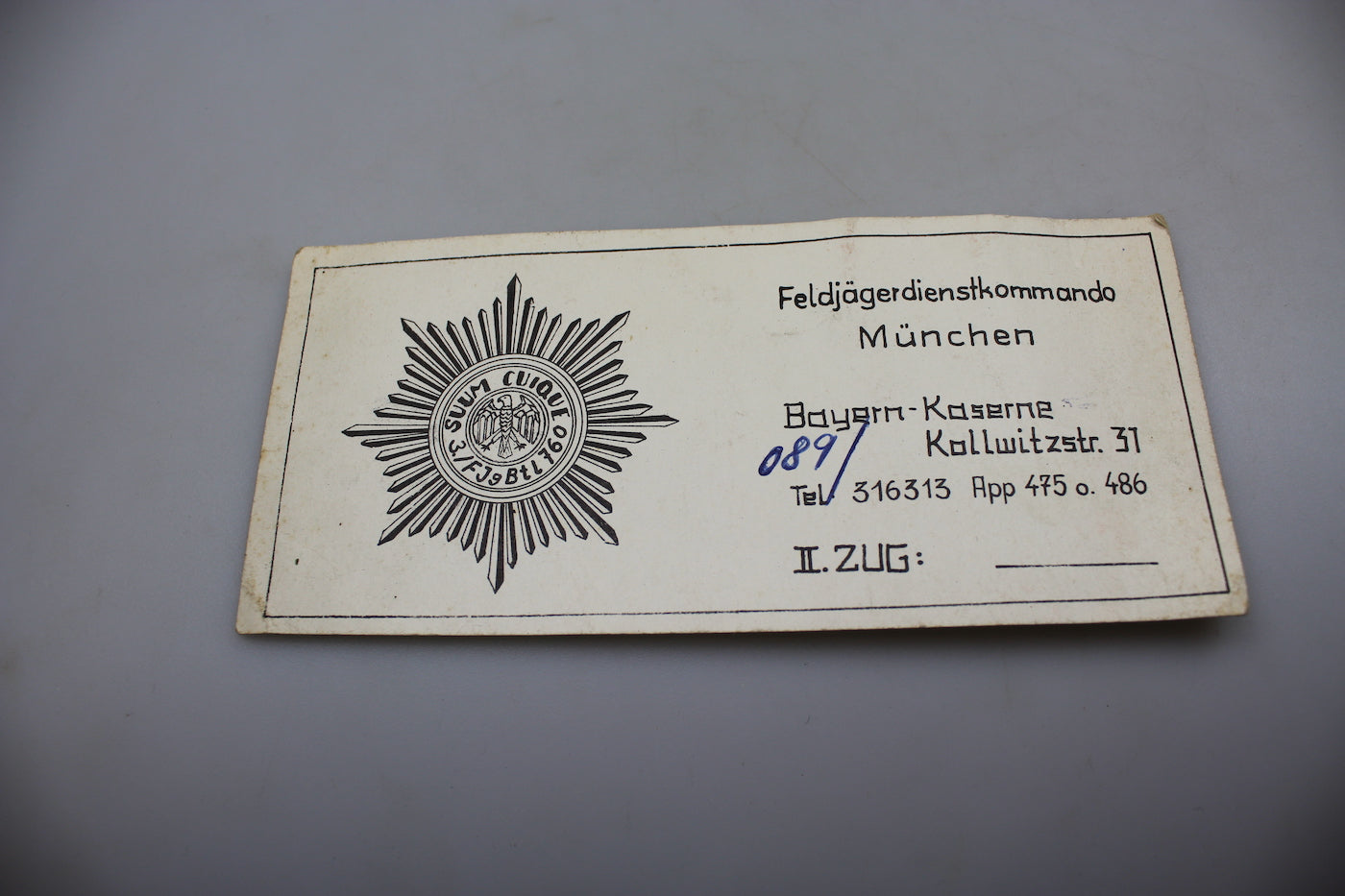 Ausweiss Feldjagerdienstkommando - Munchen Btl.760