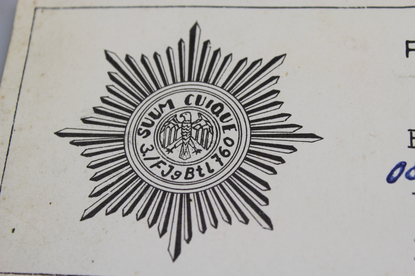 Ausweiss Feldjagerdienstkommando - Munchen Btl.760