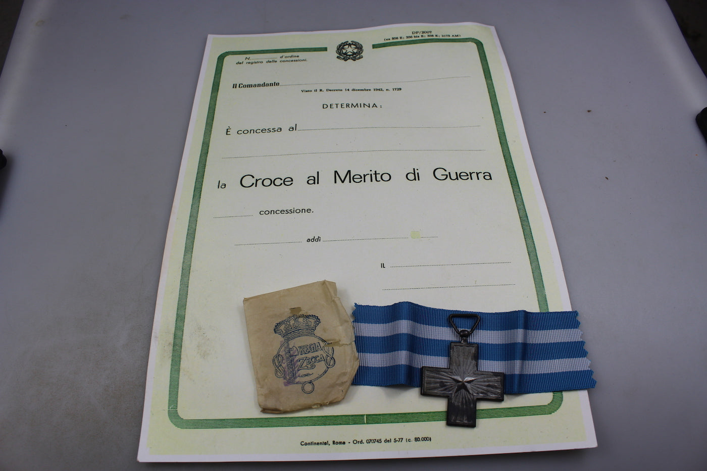 Croce al Merito di Guerra, consegnata nel dopo guerra