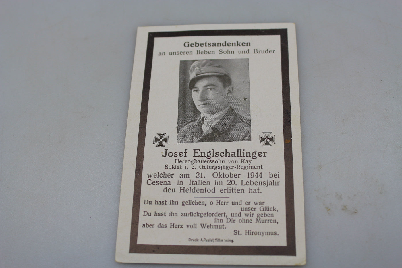 Sterbebilder Gebirgsjager -  Cesena, 2/10/44