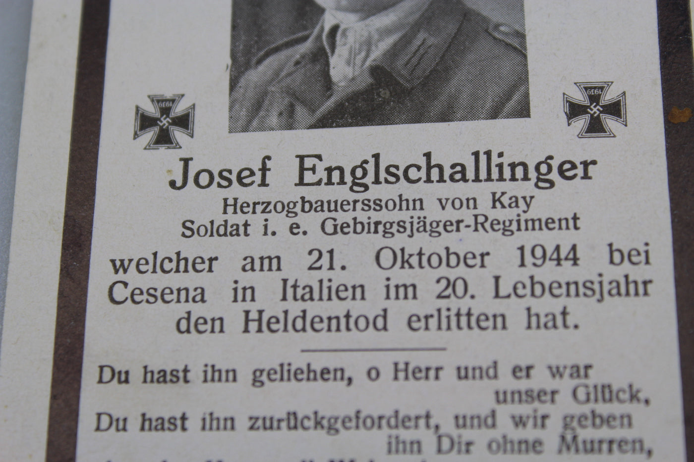 Sterbebilder Gebirgsjager -  Cesena, 2/10/44