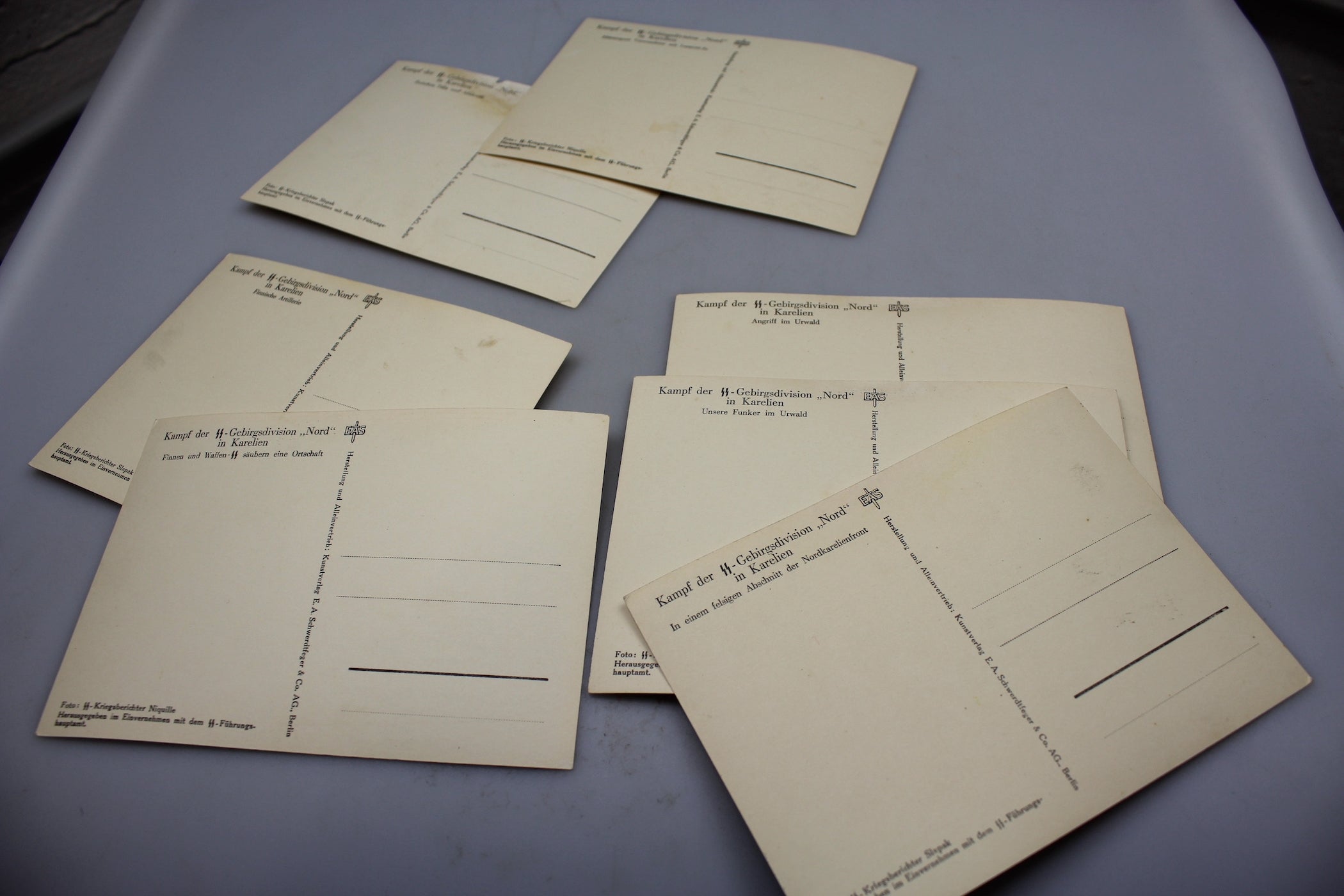 # 7 cartoline postali della serie " Kampf der SS-Gebirgsdivision "NORD" in Karelien -"