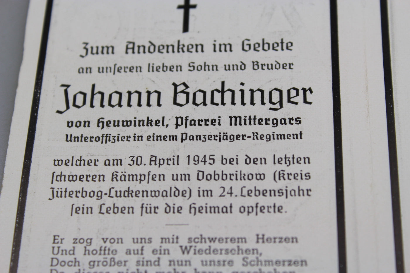 Sterbebilder Panzerjager - Brandeburgo 30/4/45