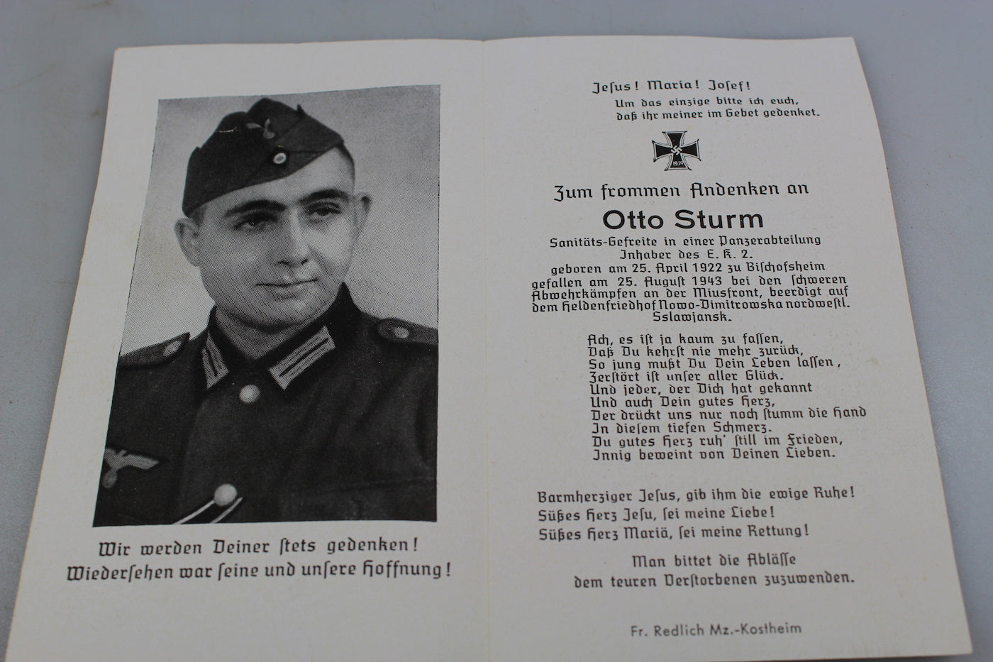Sterbebilder PZ-Abteilung - Russia 1943