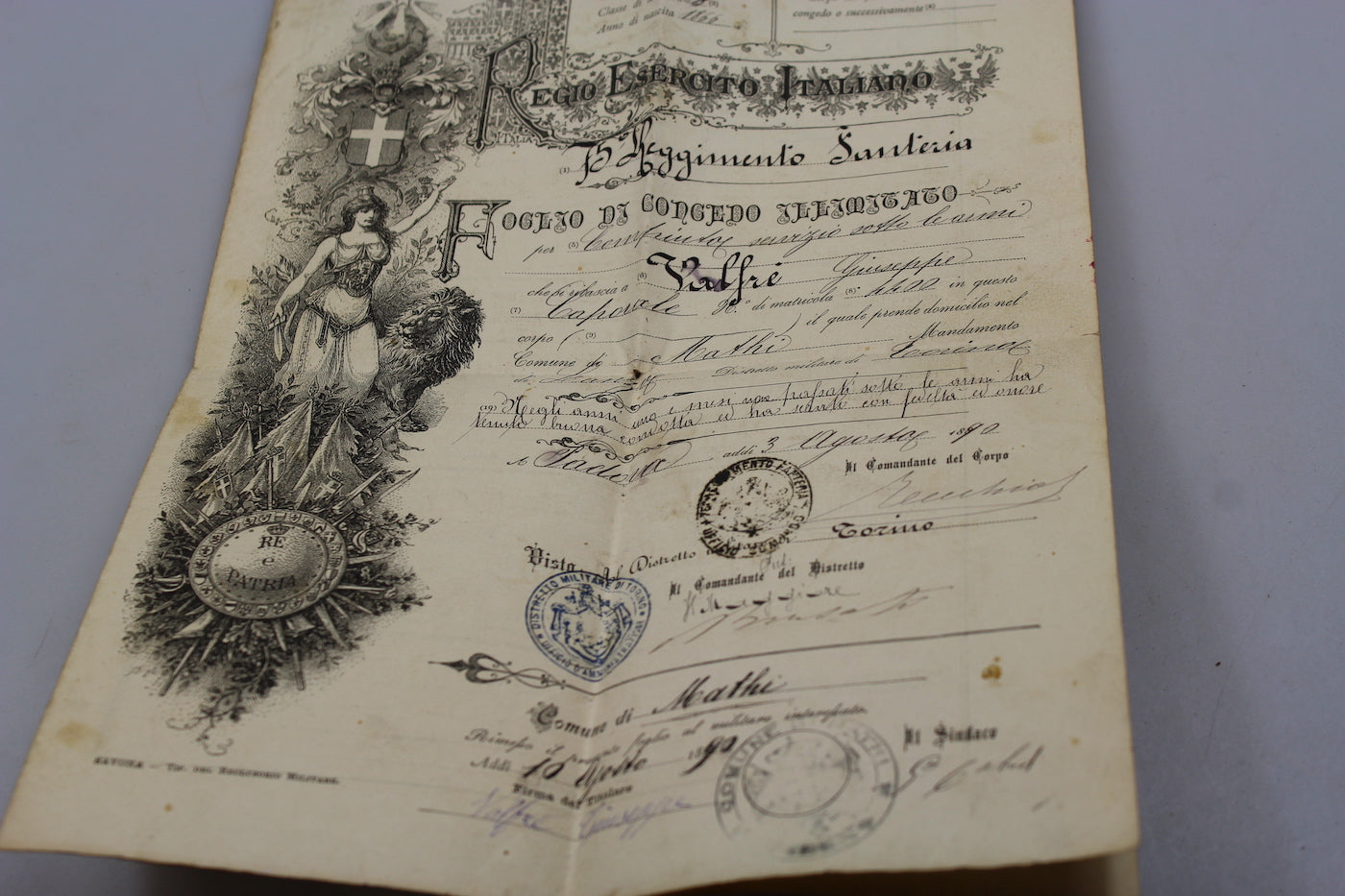 Libretto personale + congedo 1890