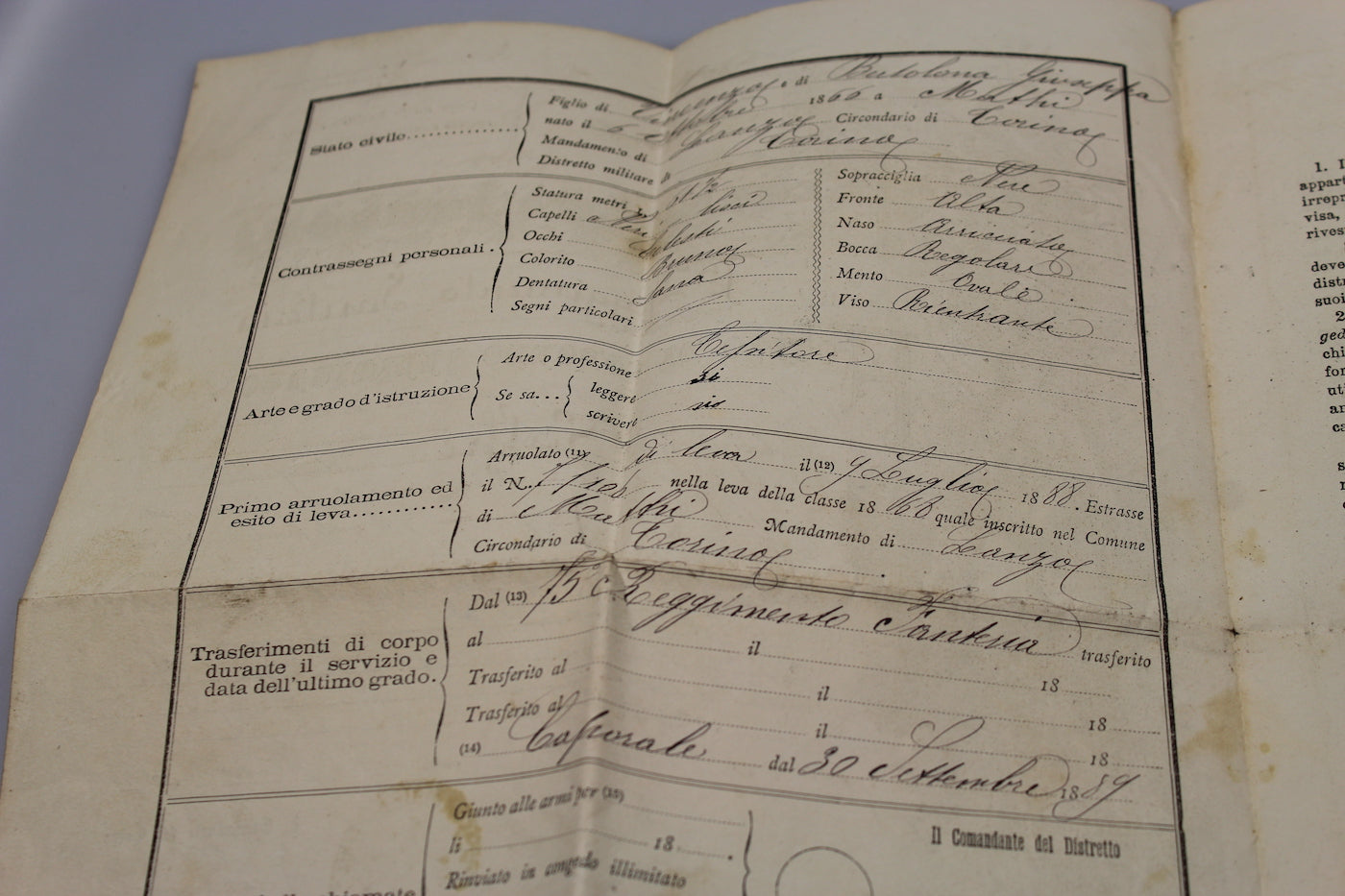 Libretto personale + congedo 1890
