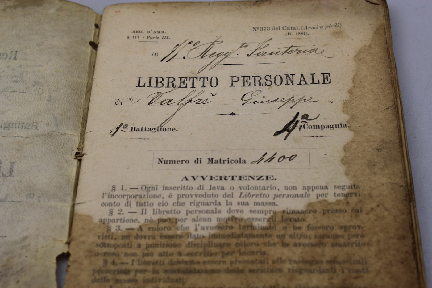 Libretto personale + congedo 1890