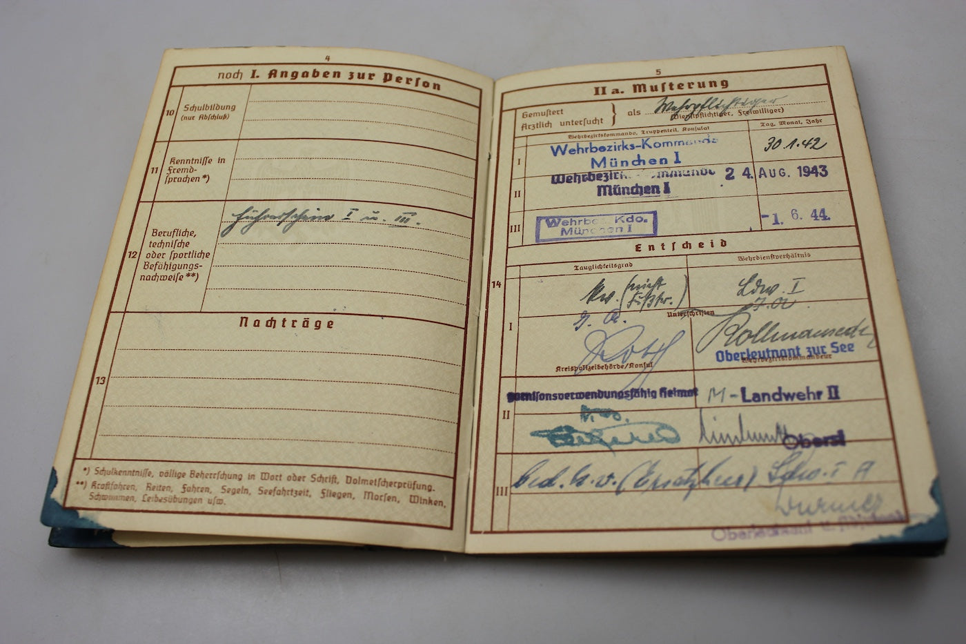 Wehrpass Kriegsmarine con piastrino di riconoscimento WW1