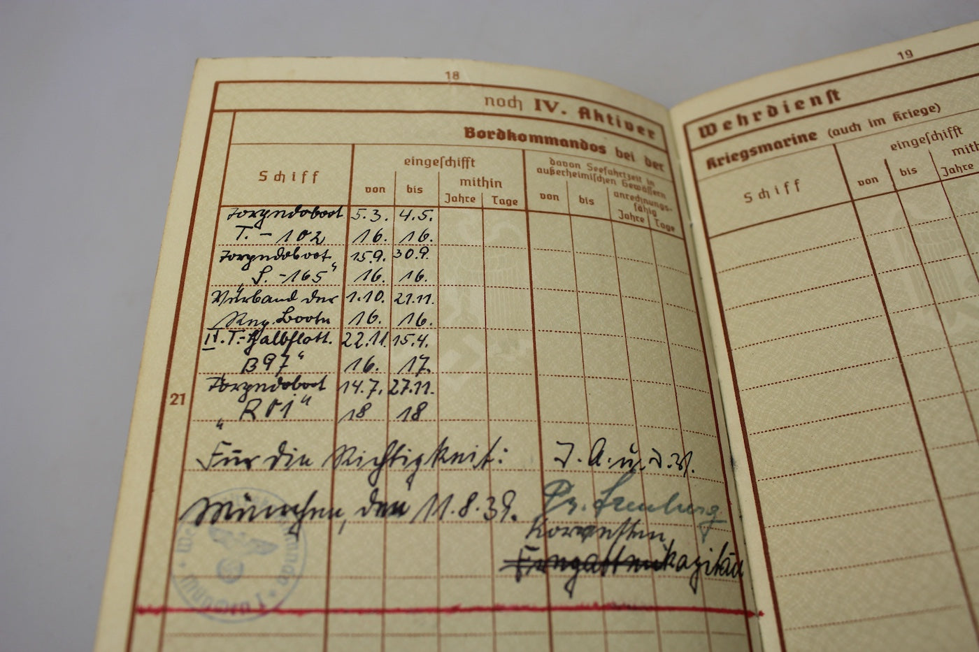 Wehrpass Kriegsmarine con piastrino di riconoscimento WW1