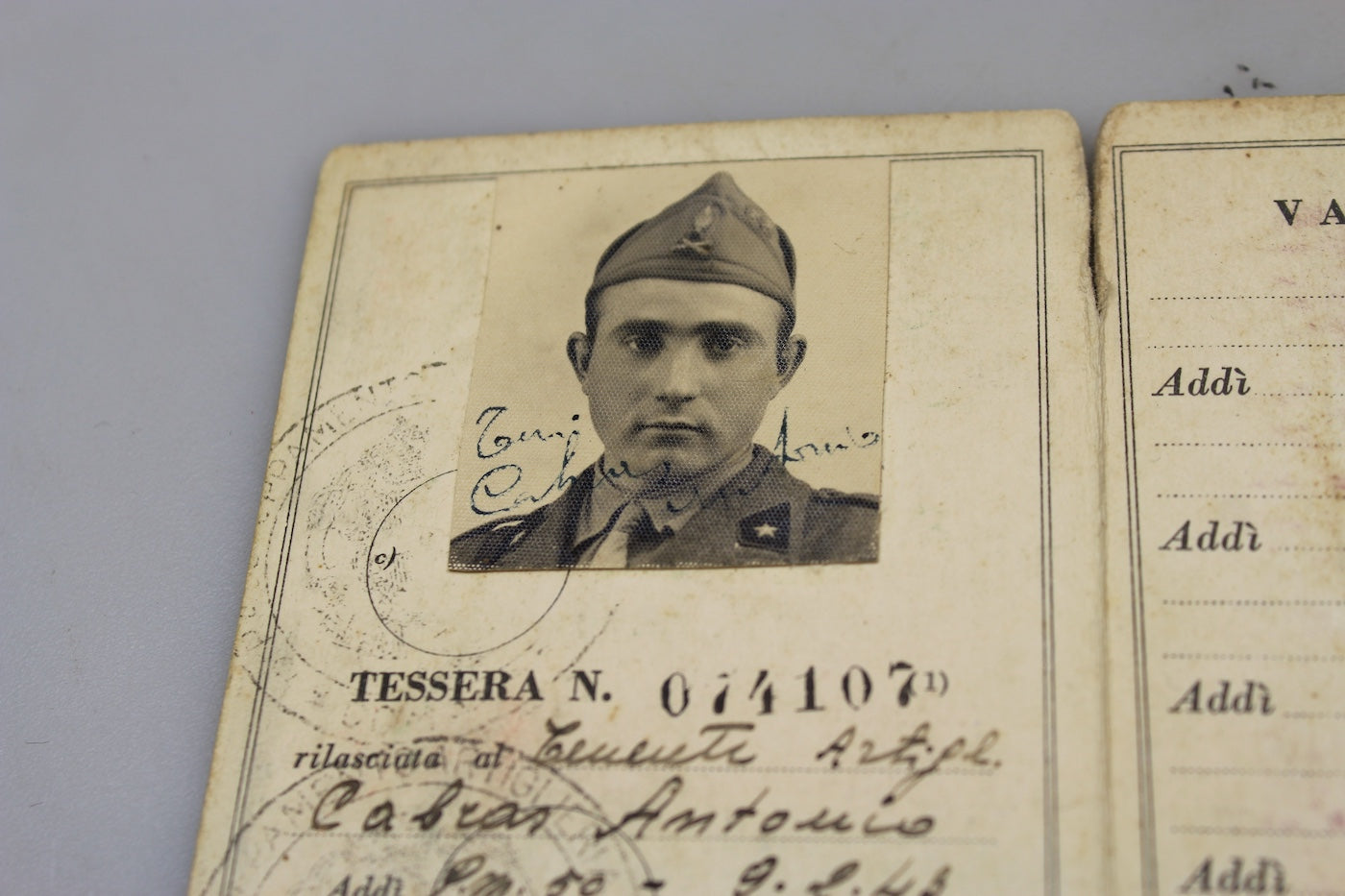 Tessera riconoscimento REI WW2