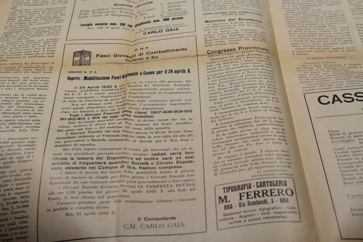 #3 copie del "Opere assistenziali del Regime" 21/4/1932