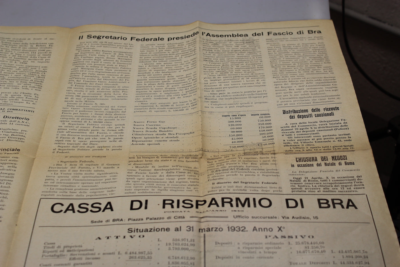 #3 copie del "Opere assistenziali del Regime" 21/4/1932