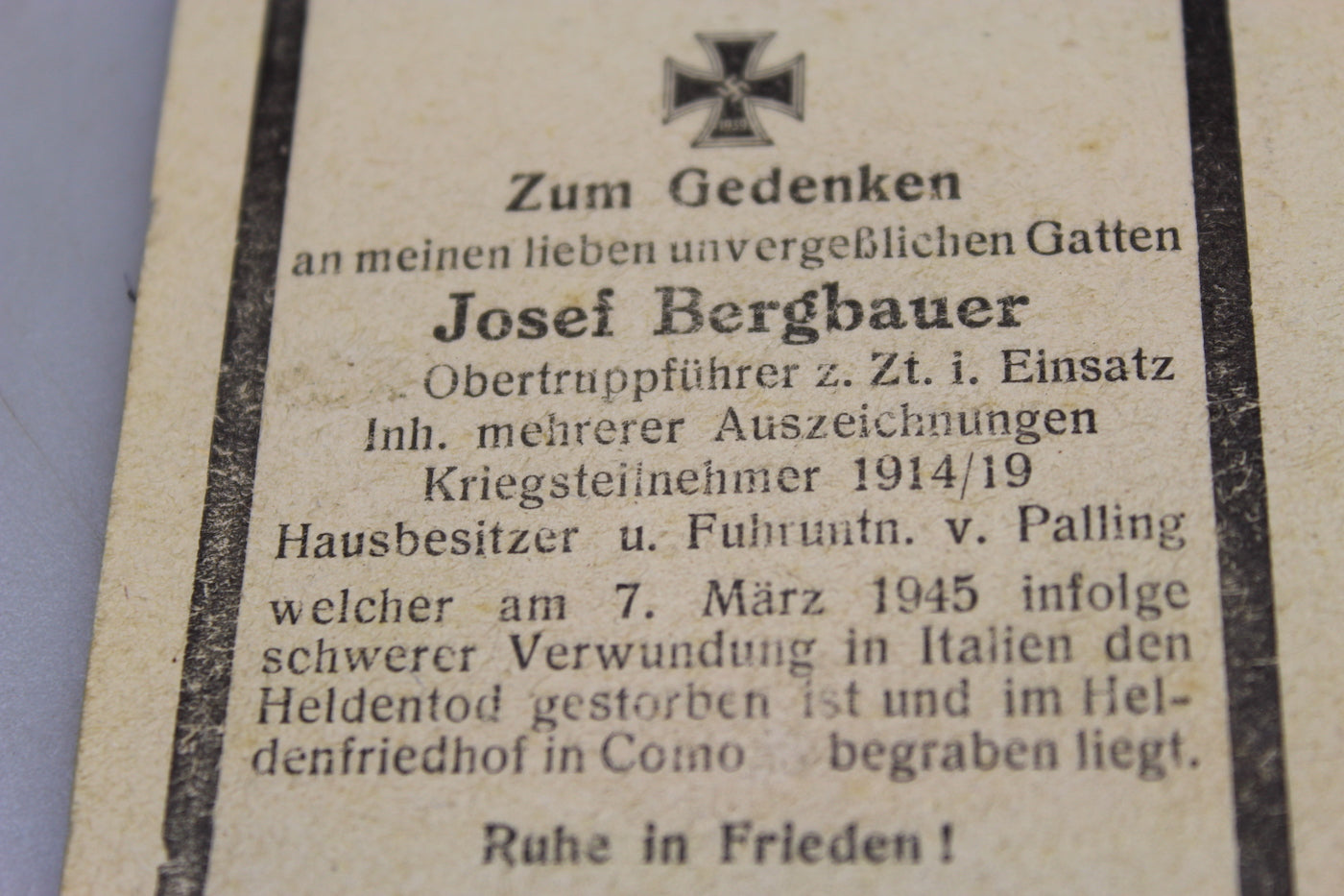 Sterbebilder Como 7/3/45