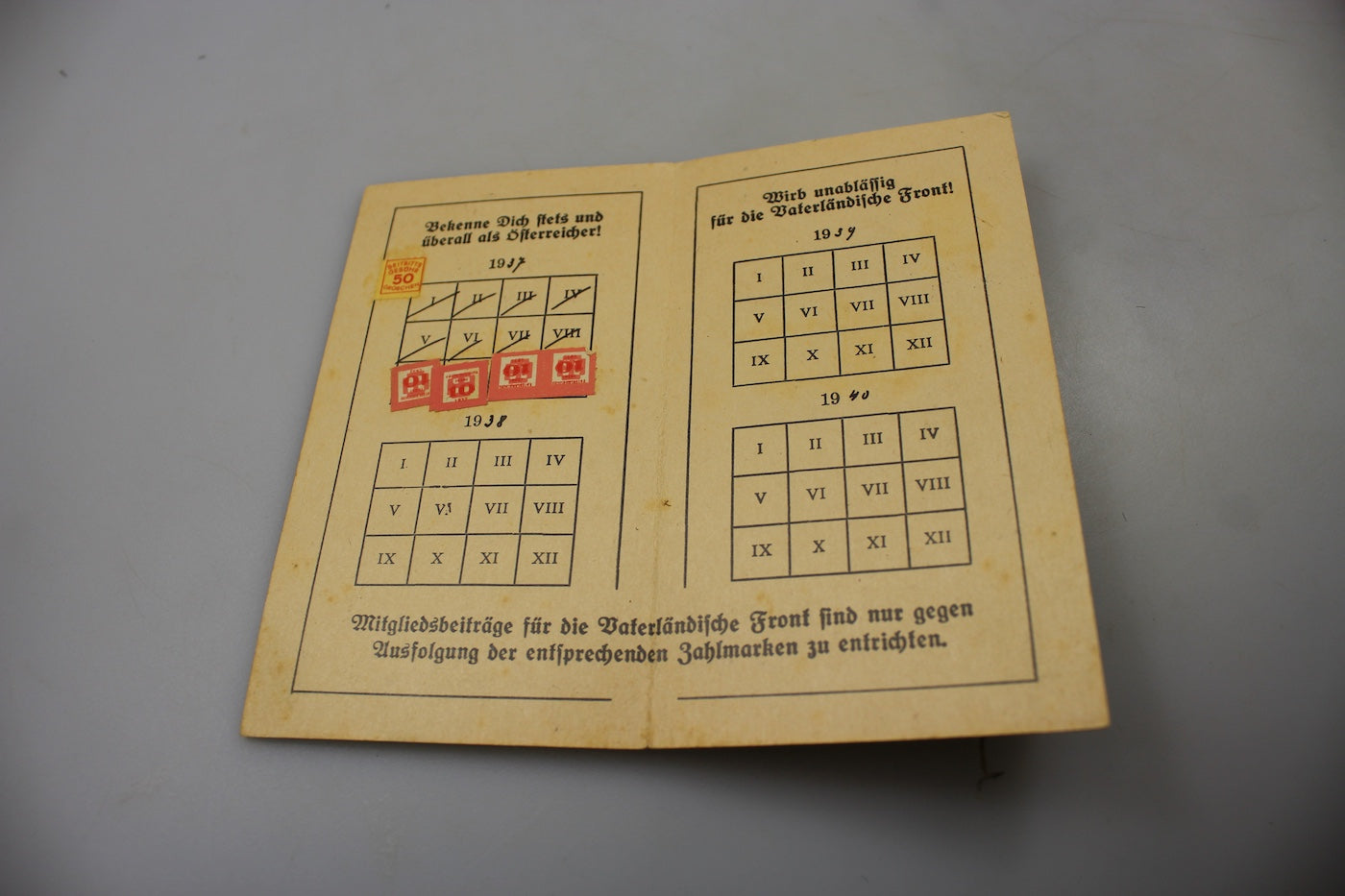Arbeitsbuch + Vaterlandische Front anni 30/40