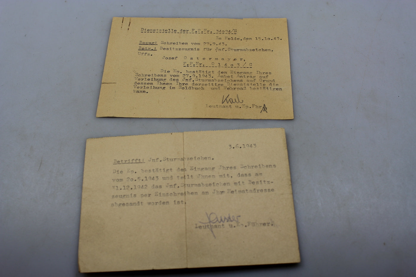 Attribuzione ISA per Ufficiale 1943