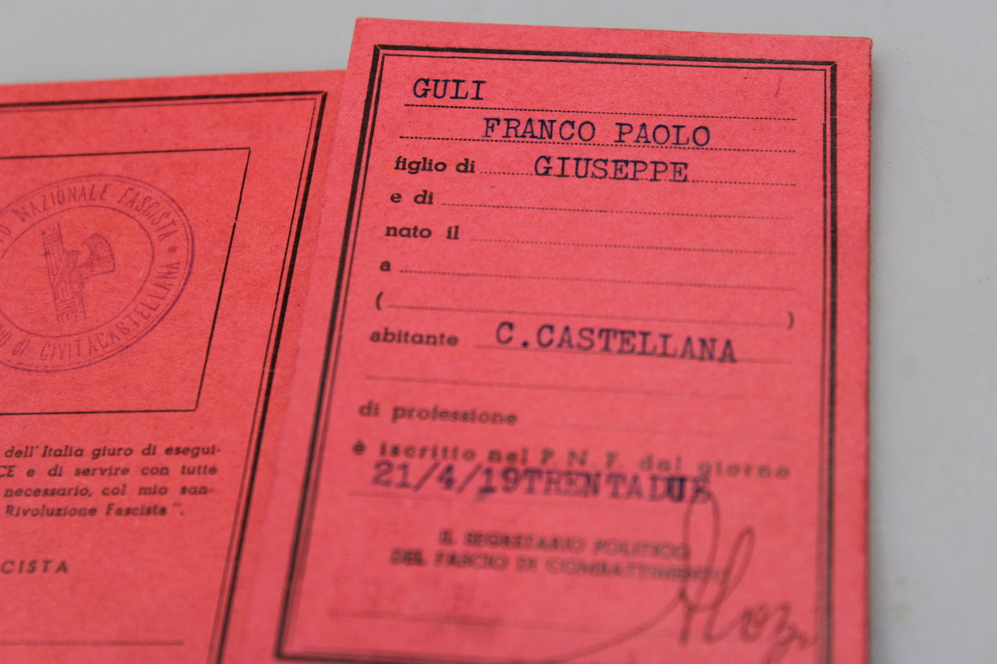 Tessera PNF XVIII°
