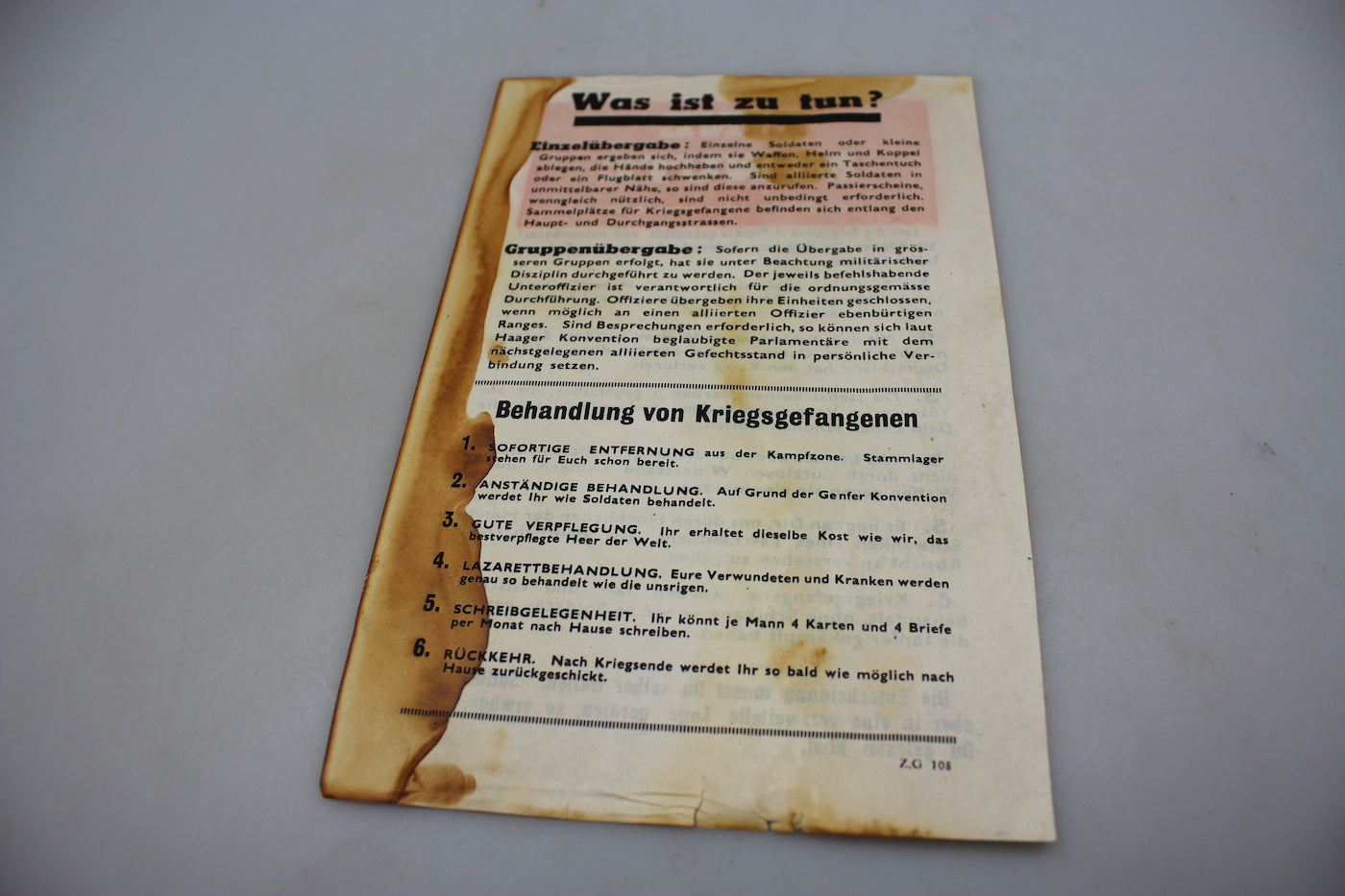 “Eine Minute”. Volantino di propaganda Alleata WW2