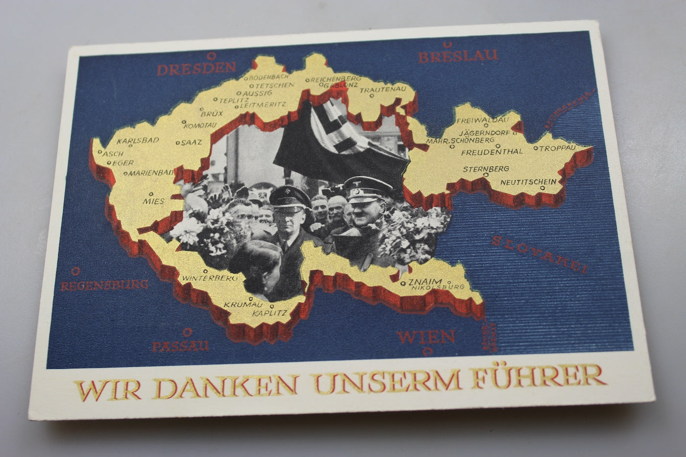Cartolina postale commemorativa Annessione dei Sudeti