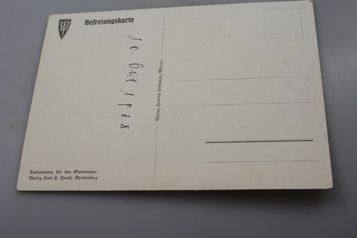 Cartolina postale commemorativa Annessione dei Sudeti